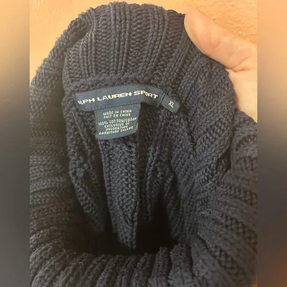 Ralph Lauren Navy Blue Cableknit Turtleneck Sweater - Picture 4 of 4